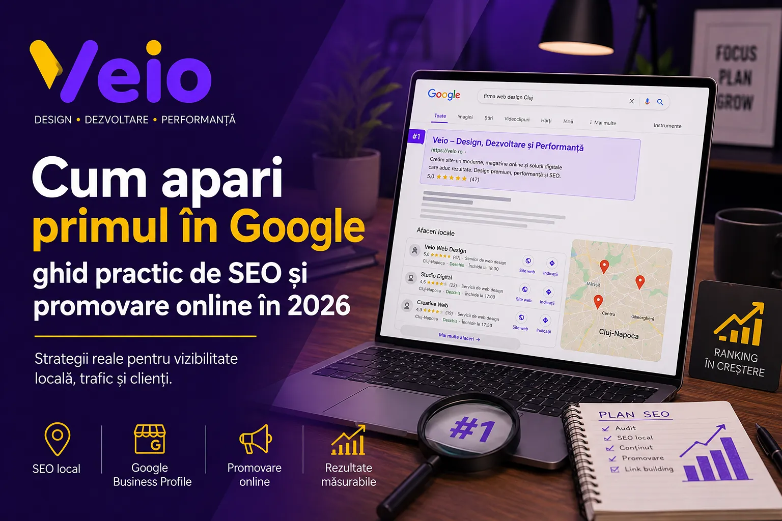 Rezultate Google pe prima pagină pentru o firmă locală